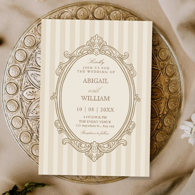 Vintage elegant soft beige wedding  invitation (Creator Uploaded)