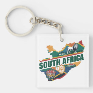 Vintage Elegant South Africa Travel Souvenir Keychain