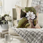 Vintage Elegant Southern Magnolia Chic Throw Pillow<br><div class="desc">Elegant vintage magnolia collage created from antique engravings of a  Magnolia (Mark Catesby) and a moth (Diderot's encylopaedia) from the 18th and 19th Century.</div>