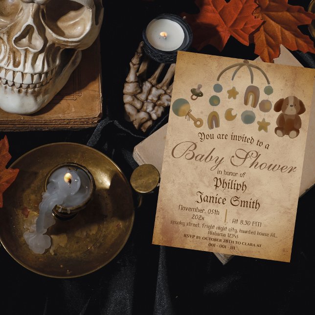 Vintage Elegant Spooky, Halloween Baby Shower Invitation (Creator Uploaded)