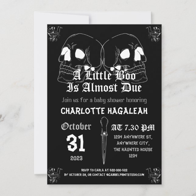 Vintage Elegant Spooky, Halloween Baby Shower  Invitation (Front)