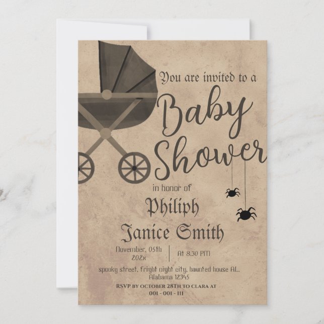 Vintage Elegant Spooky, Halloween Baby Shower Invitation (Front)