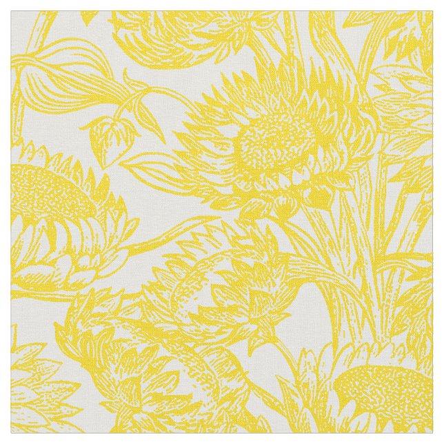 Vintage Elegant Sunflower Yellow Fabric (Close Up)