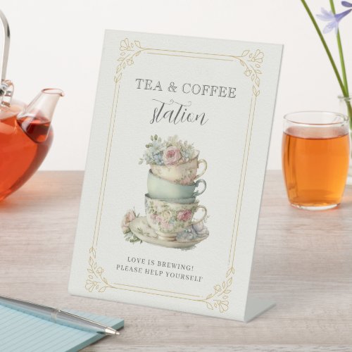 Vintage Elegant Tea Party Bridal Shower Bar Sign