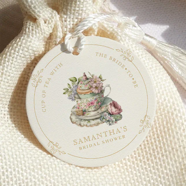 Vintage Elegant Tea Party Bridal Shower Favor Tags | Zazzle