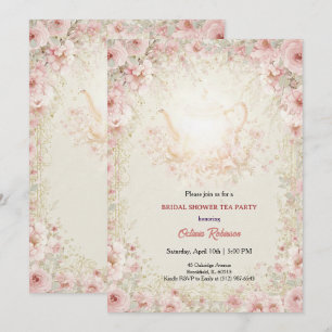 Vintage Elegant Tea Party Bridal Shower Invitation