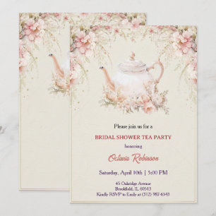 Vintage Elegant Tea Party Bridal Shower Invitation