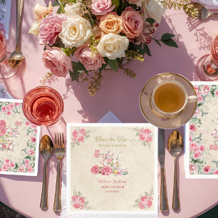 Vintage Elegant Tea Party Bridal Shower Invitation Napkins