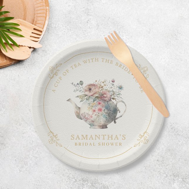 Vintage Elegant Tea Party Bridal Shower Paper Plates (Creator Uploaded)