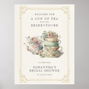 Vintage Elegant Tea Party Bridal Shower Sign