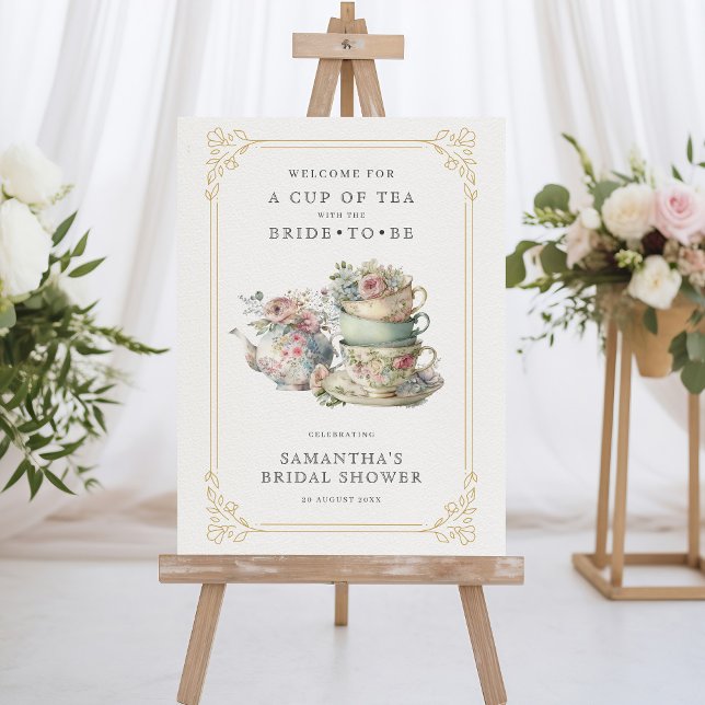 Vintage Elegant Tea Party Bridal Shower Sign (Creator Uploaded)