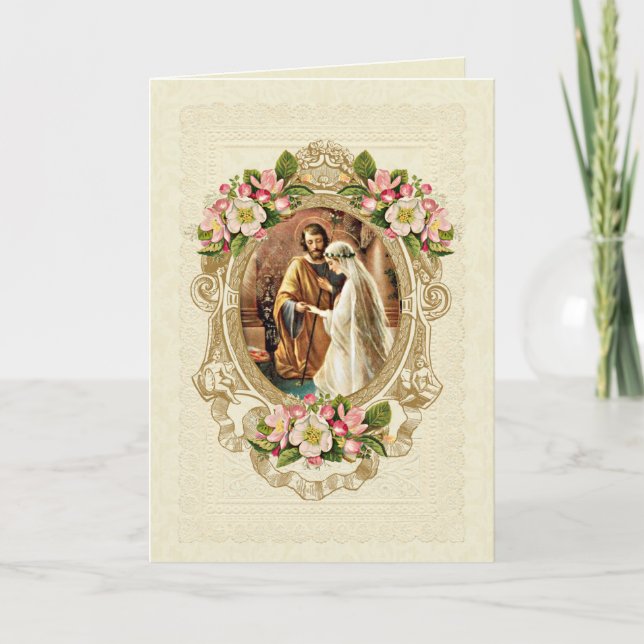 Vintage Elegant Traditional Catholic Wedding Invitation (Front)