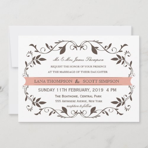 Vintage Elegant Victorian Flourish White Wedding Custom Announcement
