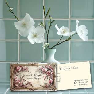Vintage Elegant Victorian Pink Roses Business Card