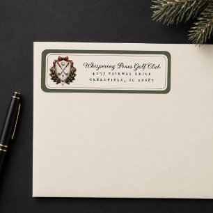 Vintage Elegant Watercolor Golf Crest Christmas Label