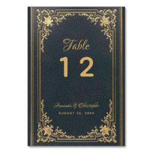 Vintage Elegant Wedding Gold Navy Blue Table Number