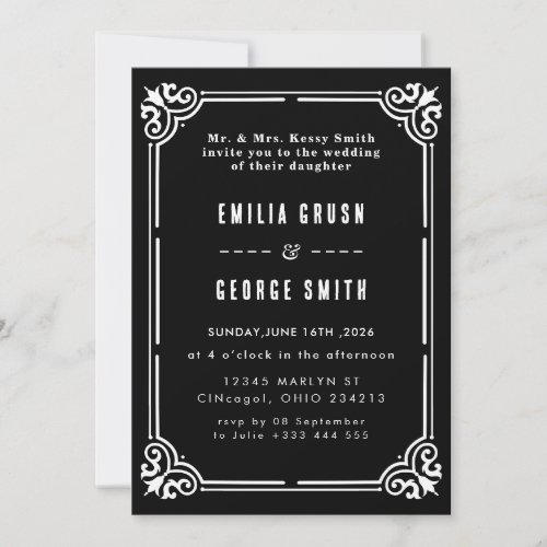 Vintage Elegant Wedding Invitation