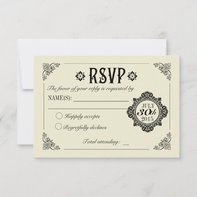 Vintage Elegant Wedding Invitation RSVP (Front)