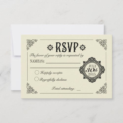 Vintage Elegant Wedding Invitation RSVP