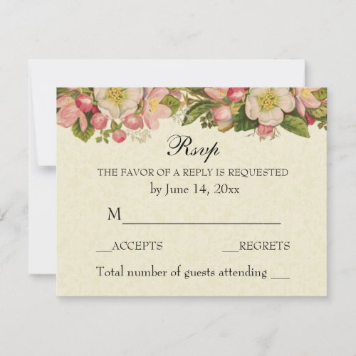 Vintage Elegant Wedding RSVP Cherry Blossoms