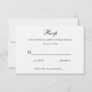 Vintage Elegant Wedding RSVP  Soft White Linen