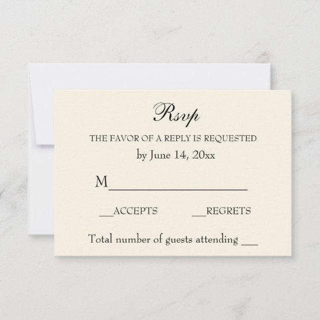 Vintage Elegant Wedding RSVP  Sophisticated Cream (Front)