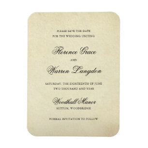 Vintage Elegant Wedding Save the Date Magnet