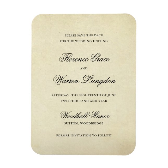 Vintage Elegant Wedding Save the Date Magnet (Vertical)