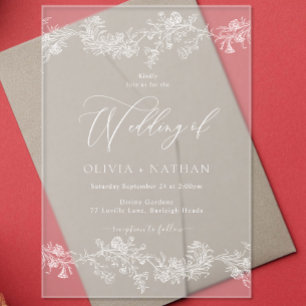 Vintage Elegant White Floral Wedding  Acrylic Invitations