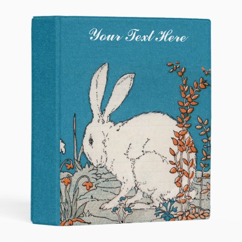 Vintage Elegant White Rabbit in Spring Flowers Mini Binder