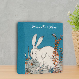 Vintage Elegant White Rabbit in Spring Flowers Mini Binder