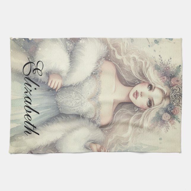 Vintage Elegant Winter Princess Fairytale  Kitchen Towel (Horizontal)
