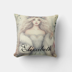 Vintage Elegant Winter Princess Fairytale Throw Pillow