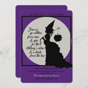 Vintage Elegant Witch Victorian Halloween Party Invitation