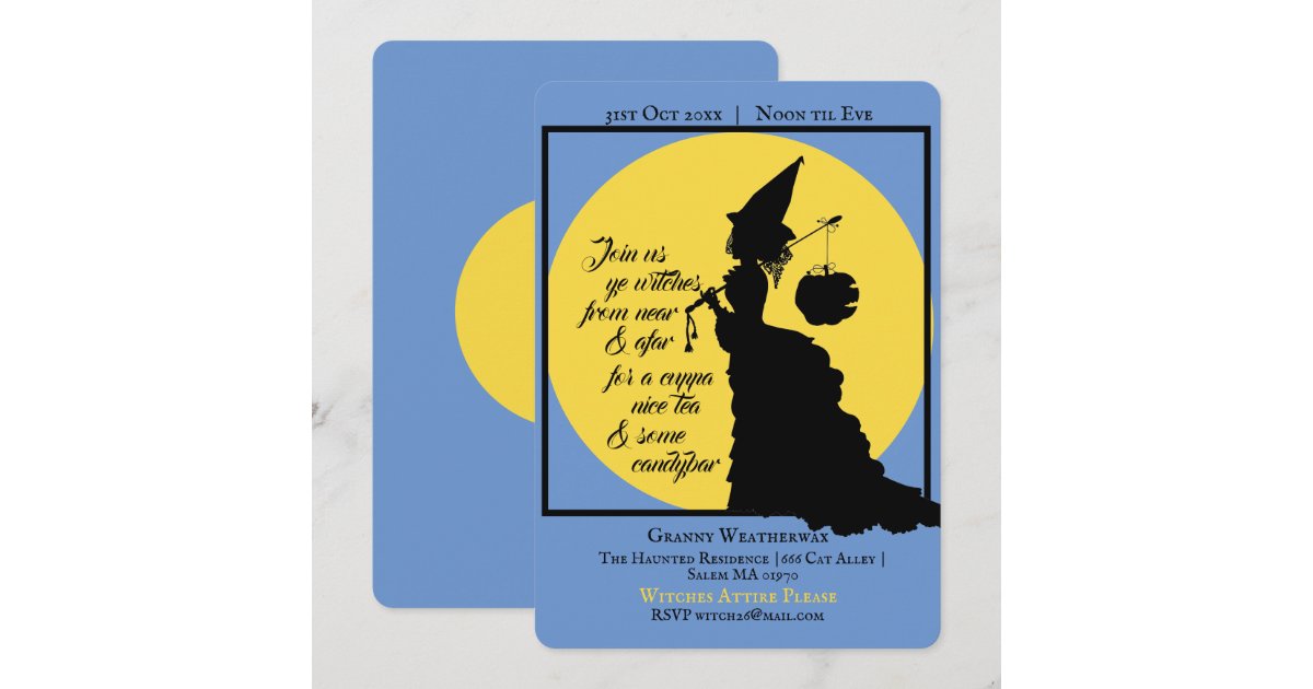 Vintage Elegant Witch Victorian Halloween Party Invitation | Zazzle