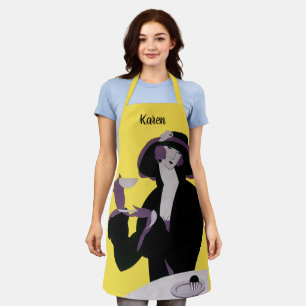 Vintage Elegant Woman Drinking Afternoon Tea Party Apron
