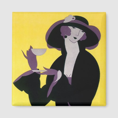 Vintage Elegant Woman Drinking Afternoon Tea Party Magnet