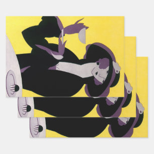 Vintage Elegant Woman Drinking Afternoon Tea Party Wrapping Paper Sheets