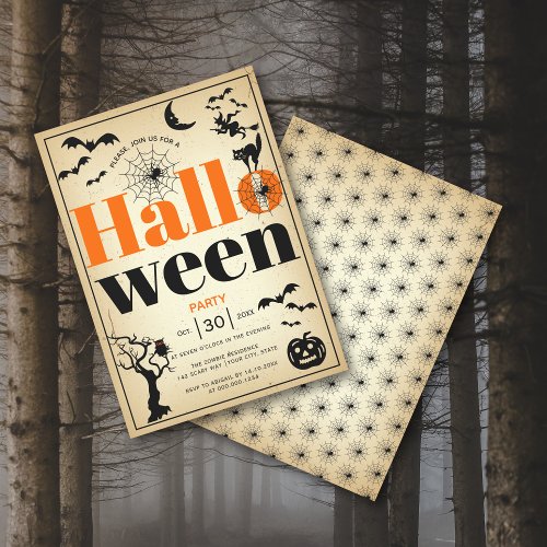 Vintage elements adult Halloween party Invitation