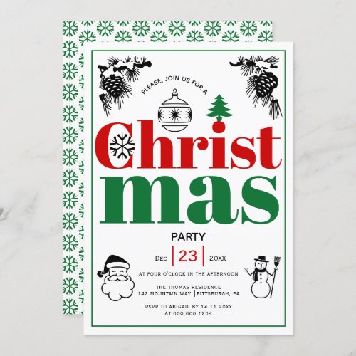 Vintage elements Christmas holiday party Invitation