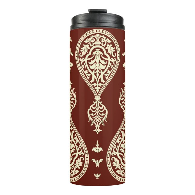 Vintage elements on a dark background thermal tumbler (Front)