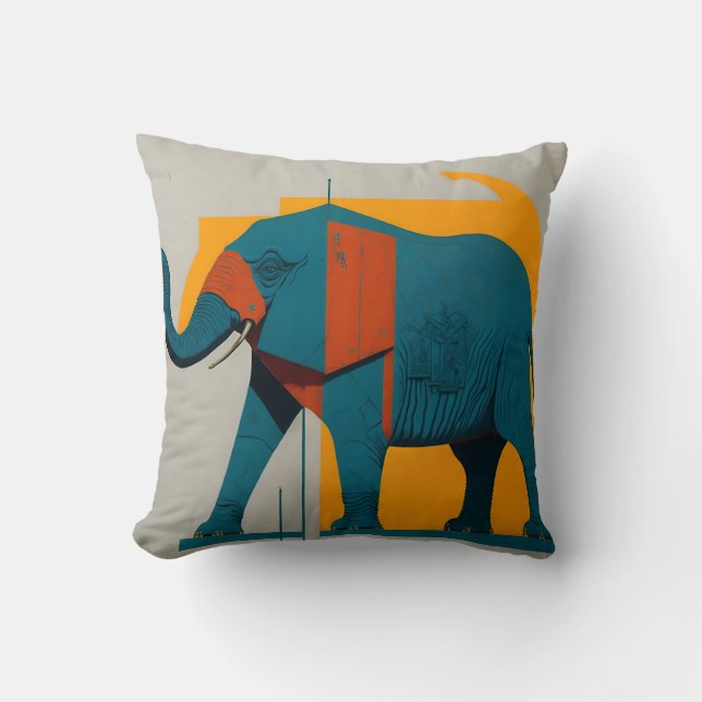 vintage elephant 3 throw pillow (Front)