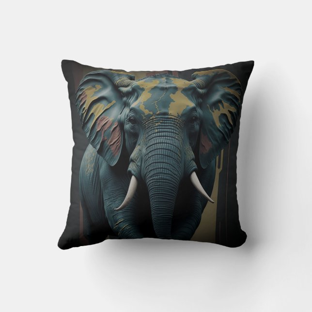 vintage elephant 4 throw pillow (Back)