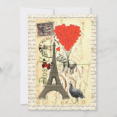 Vintage elephant and red heart balloons (Front)