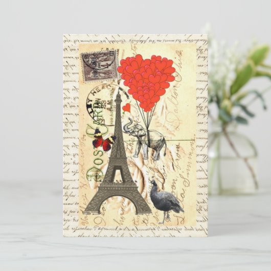 Vintage elephant and red heart balloons (Standing Front)