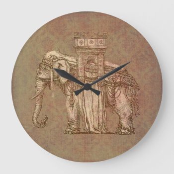 Vintage Elephant Bastille Large Clock by BluePress at Zazzle