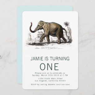 Vintage Elephant Birthday Invitation