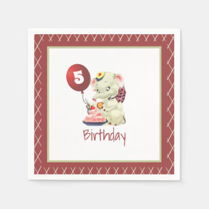 Vintage Elephant Birthday Napkin