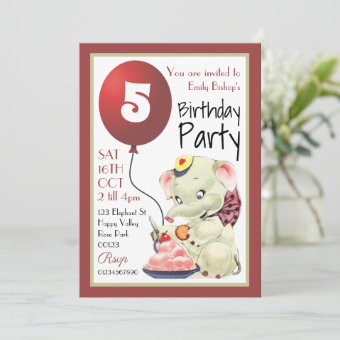 Unbranded Elephant Birthday Party Invitation – Mickey Mouse Theme, Baby Shower Option