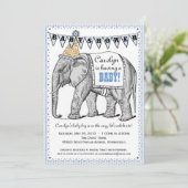 Vintage Elephant Circus Parade Baby Shower Invite (Standing Front)